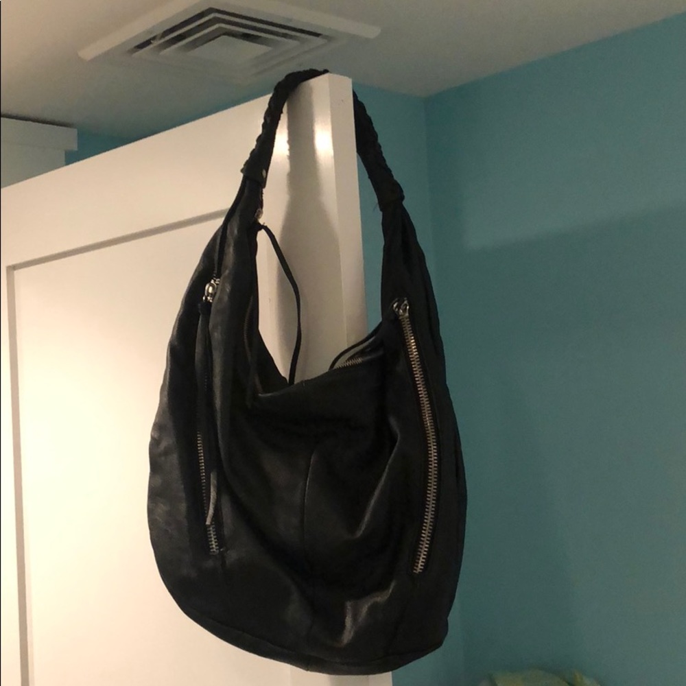 Black Zippered Express Bag with Zipper Details